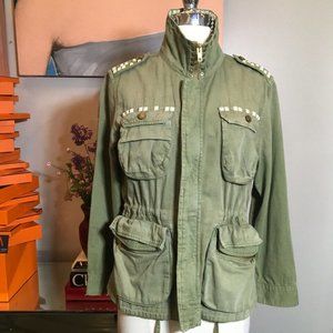 Current / Elliott Olive Green Cotton Studed Jacket